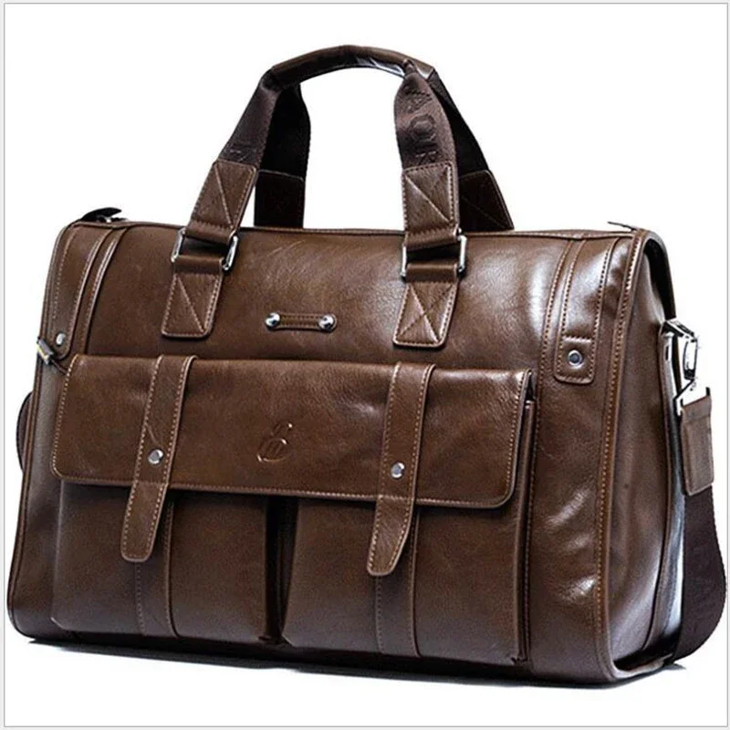 2024 New Luxury Leather Business Men's Briefcase Male Shoulder Bag Brand Men Messenger Bag Travel Computer Bag 14 15.6 Inch