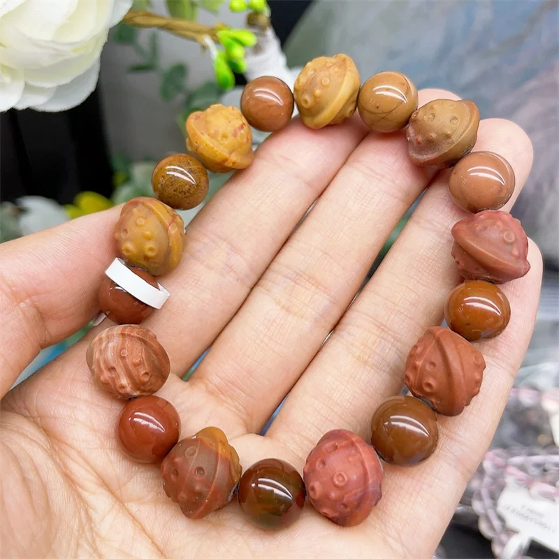 

Natural Alashan Agate UFO Bracelet Charms Handmade Fortune Energy Bangle Mineral Woman Amulet Jewelry Gift 1PCS