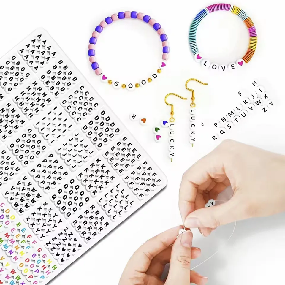 100pcs Mixed 7mm White Gold Color Round Flat Alphabet Loose Beads Letter Acrylic Beads For Jewelry Making Diy Bracelet Necklace image 4