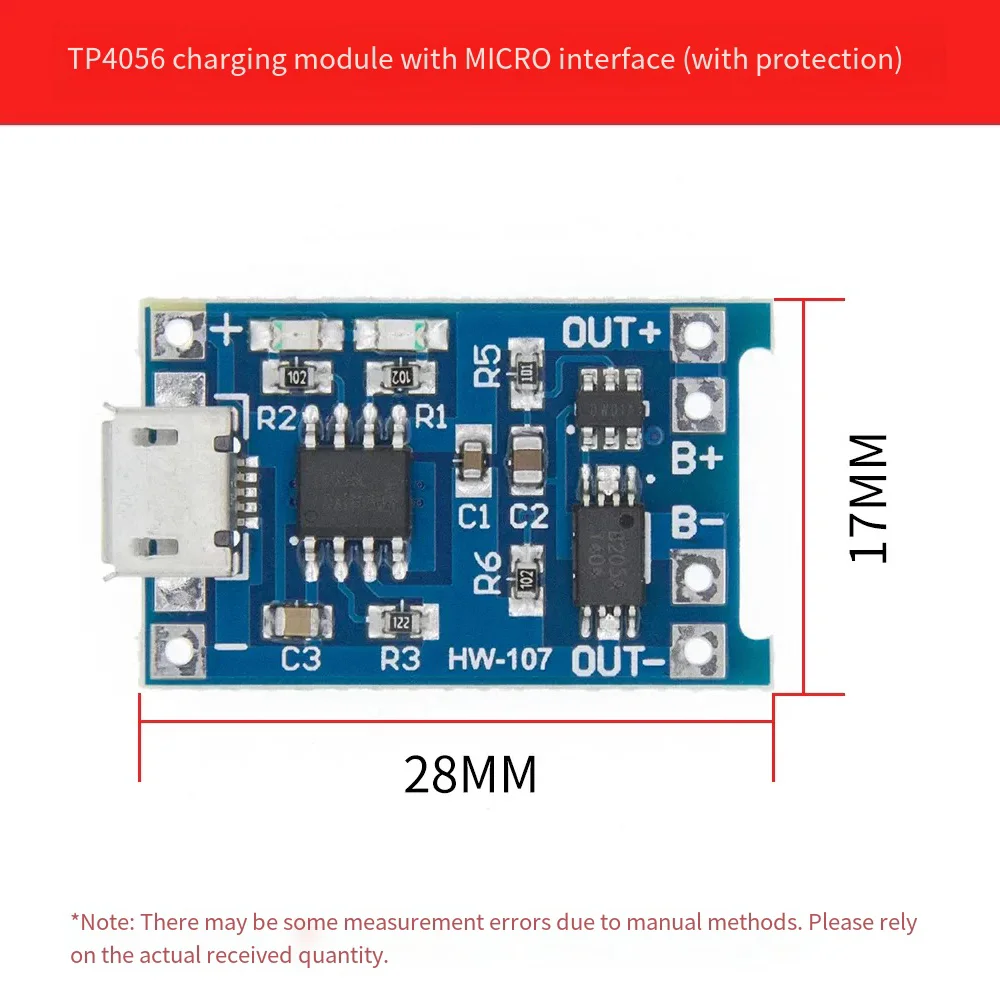TP4056 module de charge 18650 1A batterie au lithium TYPE-C/MICRO interface protection contre les surintensités chargeur électronique