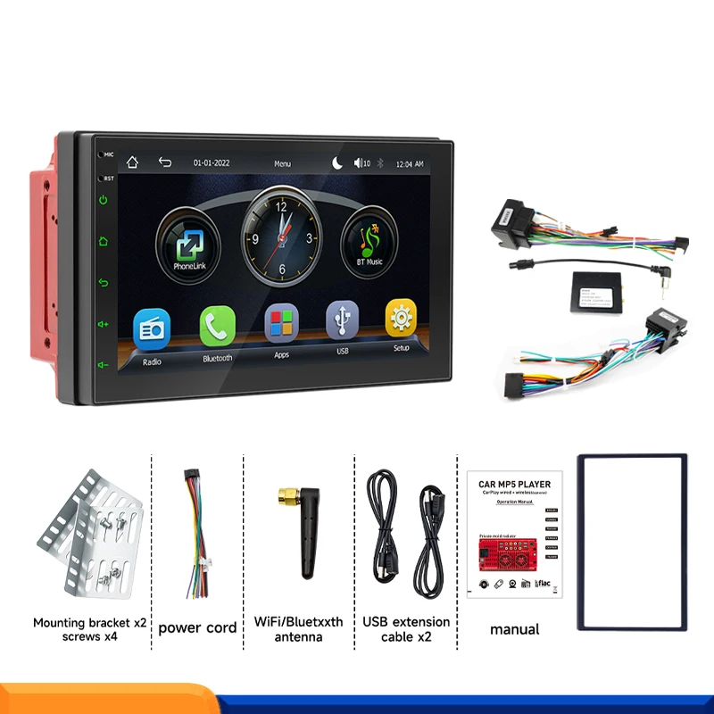 PHYEE 2 DIN CarPlay Radio for VW Golf MK4, Passat B5 B5.5, Car Stereo with Wireless Android Auto, BT RDS AM FM, 7" Touch Screen - view 6