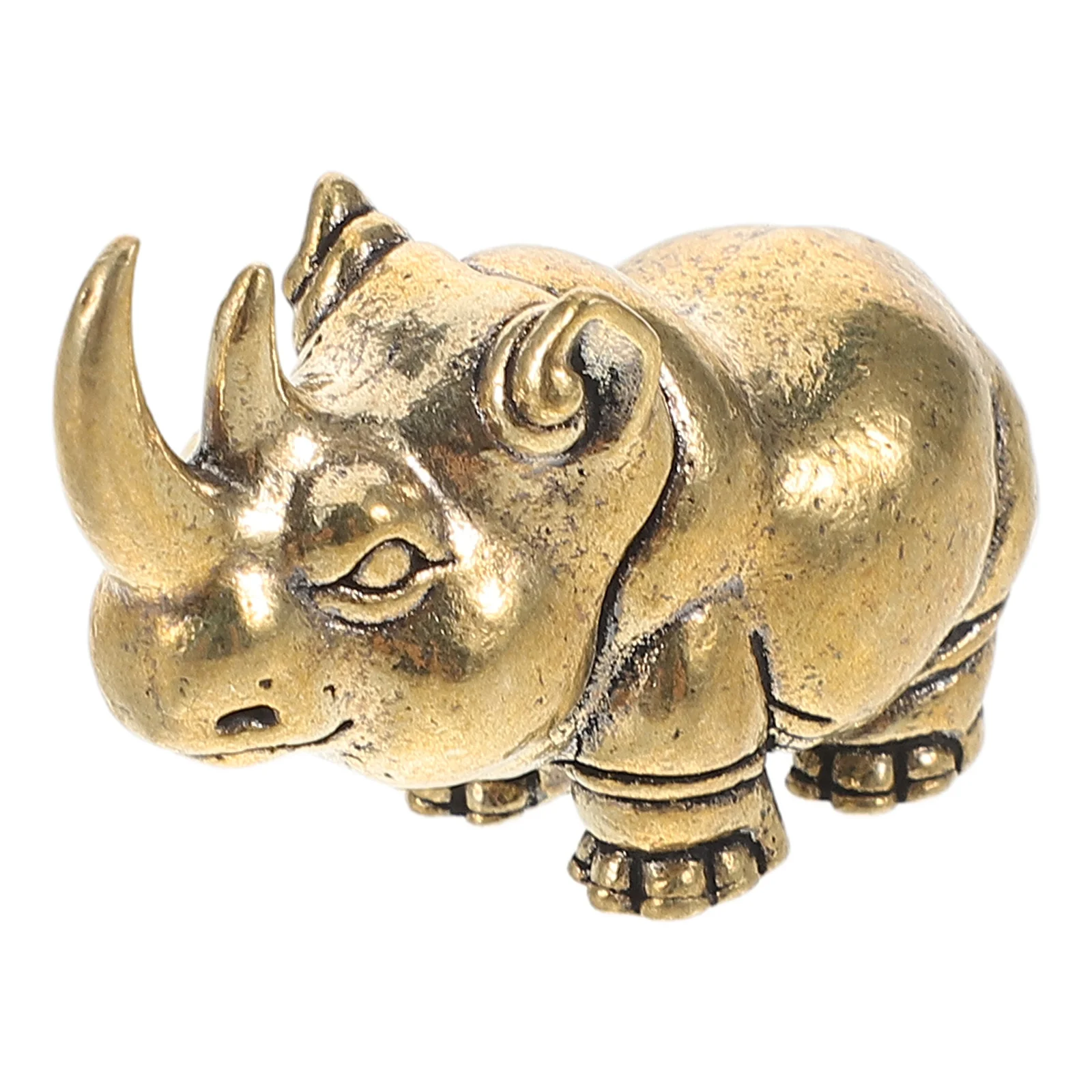 

Латунная скульптура носорога 1,5x1,1 дюйма, детализированная миниатюрная фигурка животного для декора стола, полки, рабочего стола, цельнометаллическое художественное изделие для дома и офиса