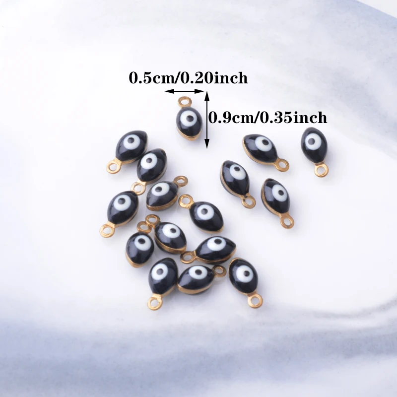 30 Stück doppelseitige Böses-Auge-Anhänger aus Kupfer mit Emaille, Mini-Anhänger für Armbänder, Halsketten, Ohrringe, Accessoires – Detail 4