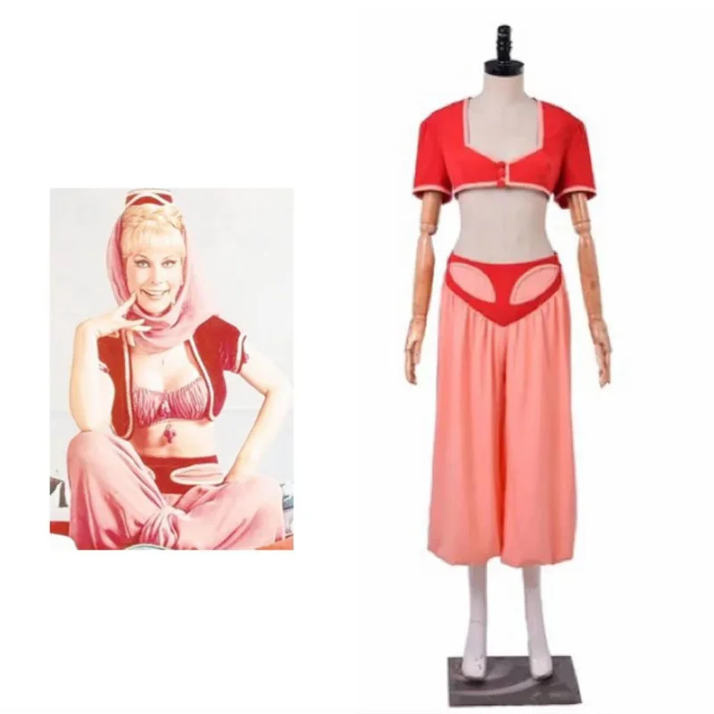 I Dream of Jeannie Cosplay Costume Sexy  Top with Pants Dress Halloween  Women Outfit