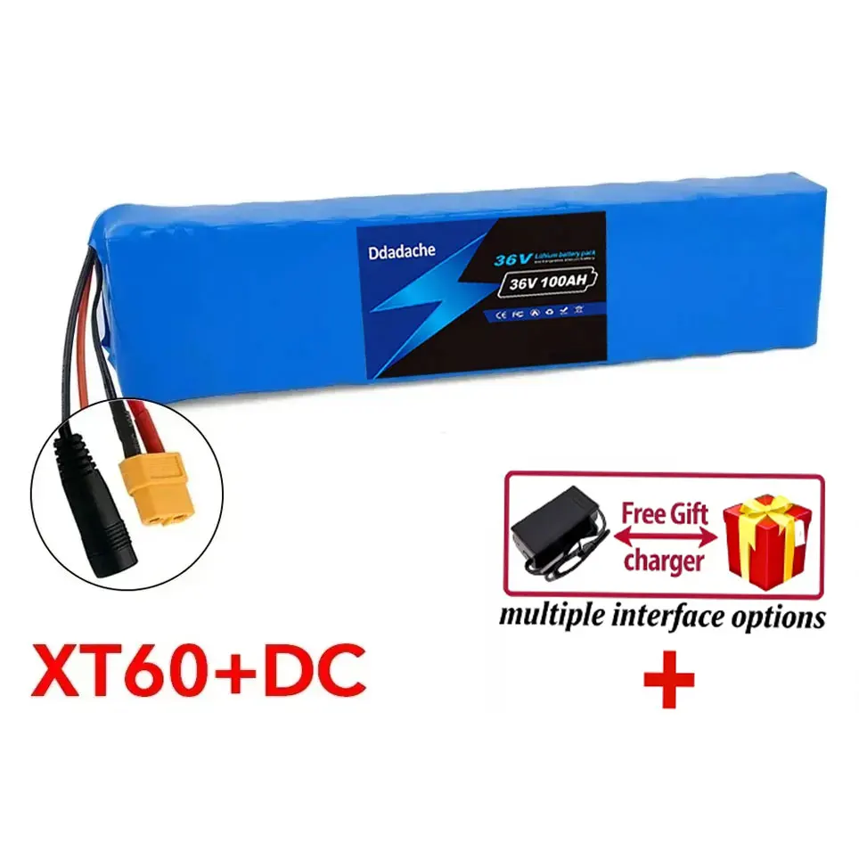 36V 100Ah oplaadbare lithiumbatterij 18650 10S3P 1000W vermogen gemodificeerde 36V elektrische scooterbatterij met BMS, SYP XT60 JST