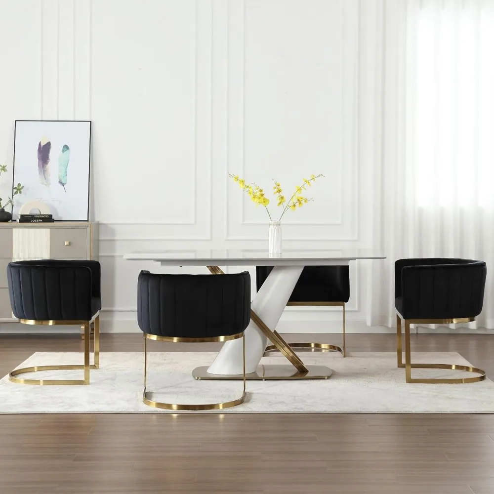 

Set of 4 Contemporary Kitchen & Dining Room Chairs with Arms Upholstered Barrel, Dining Chairs