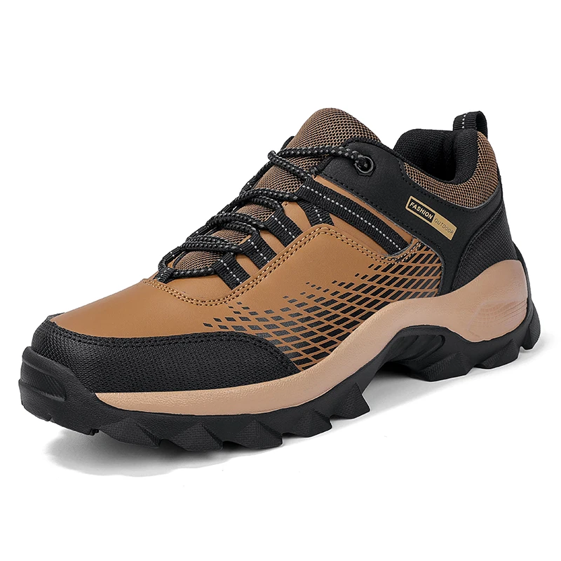 Zapatos de senderismo para hombre, zapatillas de cuero impermeables, antideslizantes, informales, resistentes al desgaste, para entrenamiento al