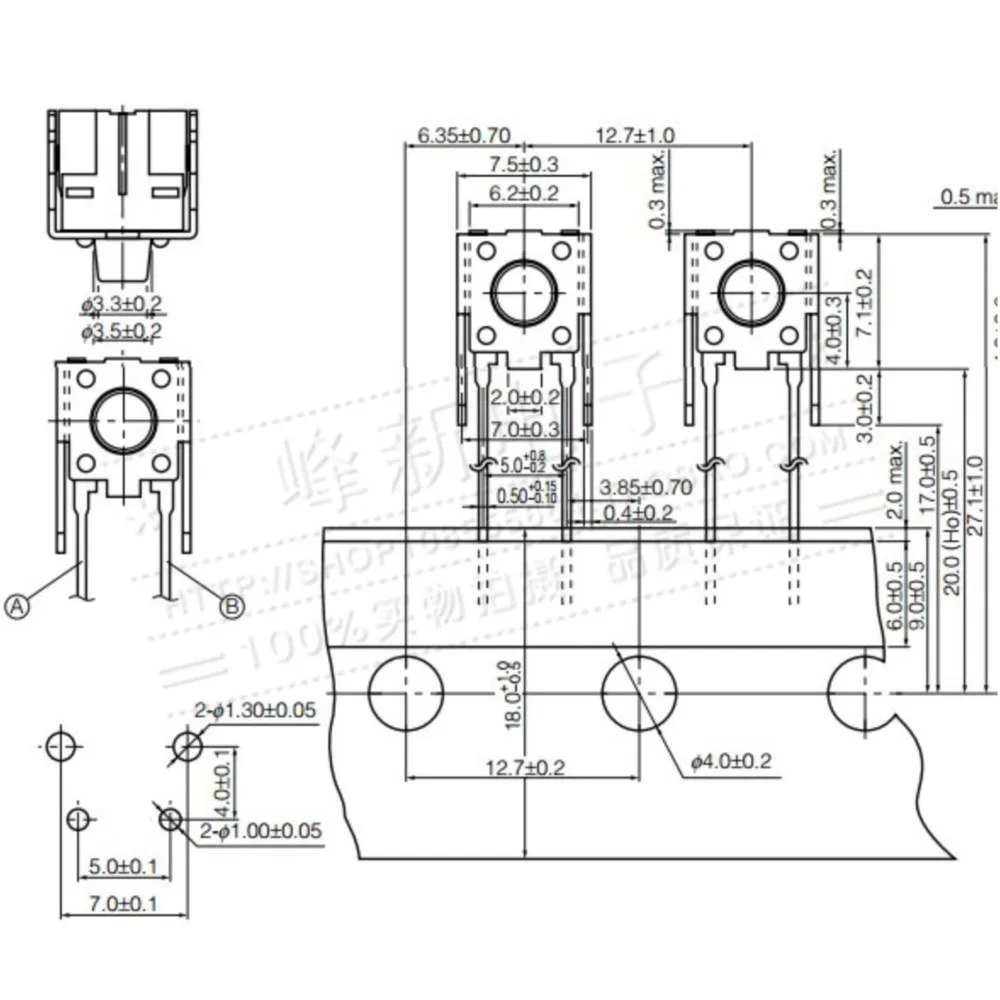 20Pcs Japanese Horizontal 6*6*9.5/6 Side Button Switch Light Touch Micro Switch With Bracket Length 2 Feet