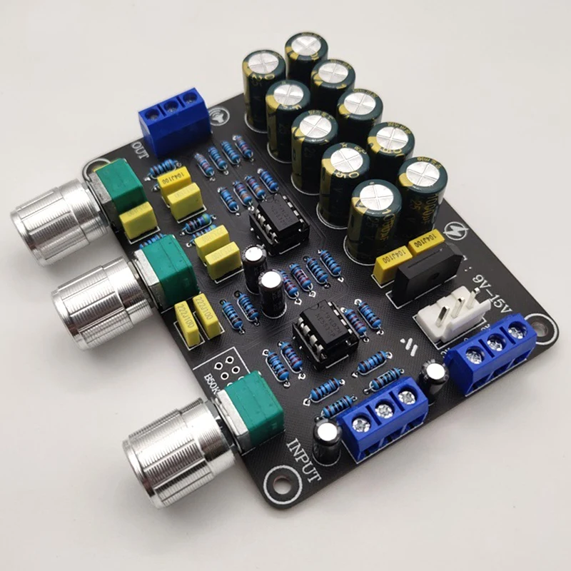 Dual NE5532 Replaceable Tone Preamp Board Audio Treble Bass Adjustment Equalizer Preamplifier Tone Control Preamplifier