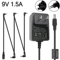 Guitar Cable 9V 1.5A Power Supply Charger Cord for Casio Piano Keyboard, Boss Guitar Effects Pedals AC Adapter Center Negative.
