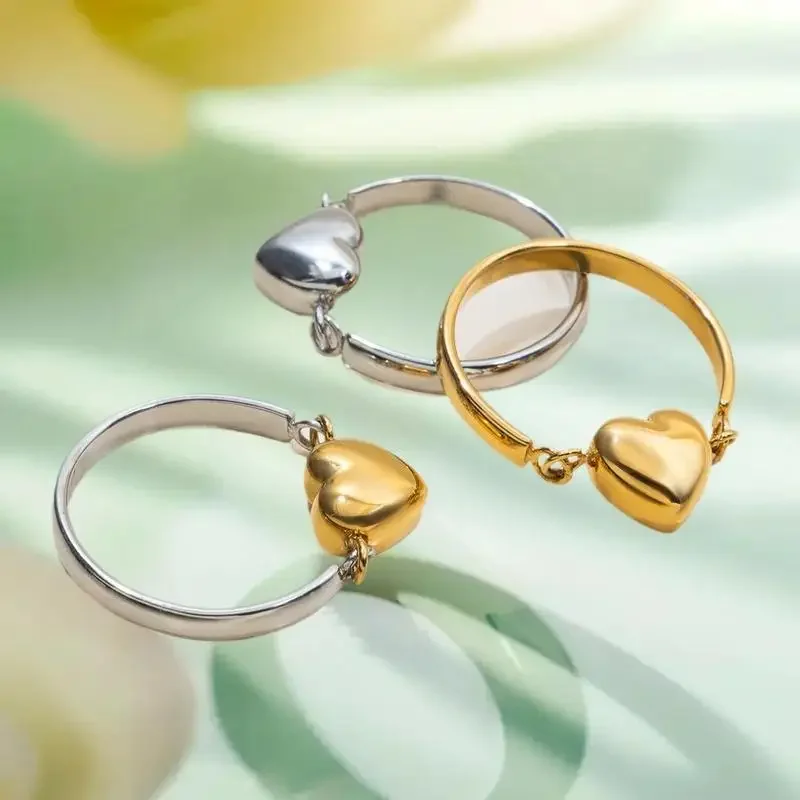 الإبداعية عكسها القلب الدائري للنساء عشاق هدية الفولاذ المقاوم للصدأ للماء فنجر المجوهرات