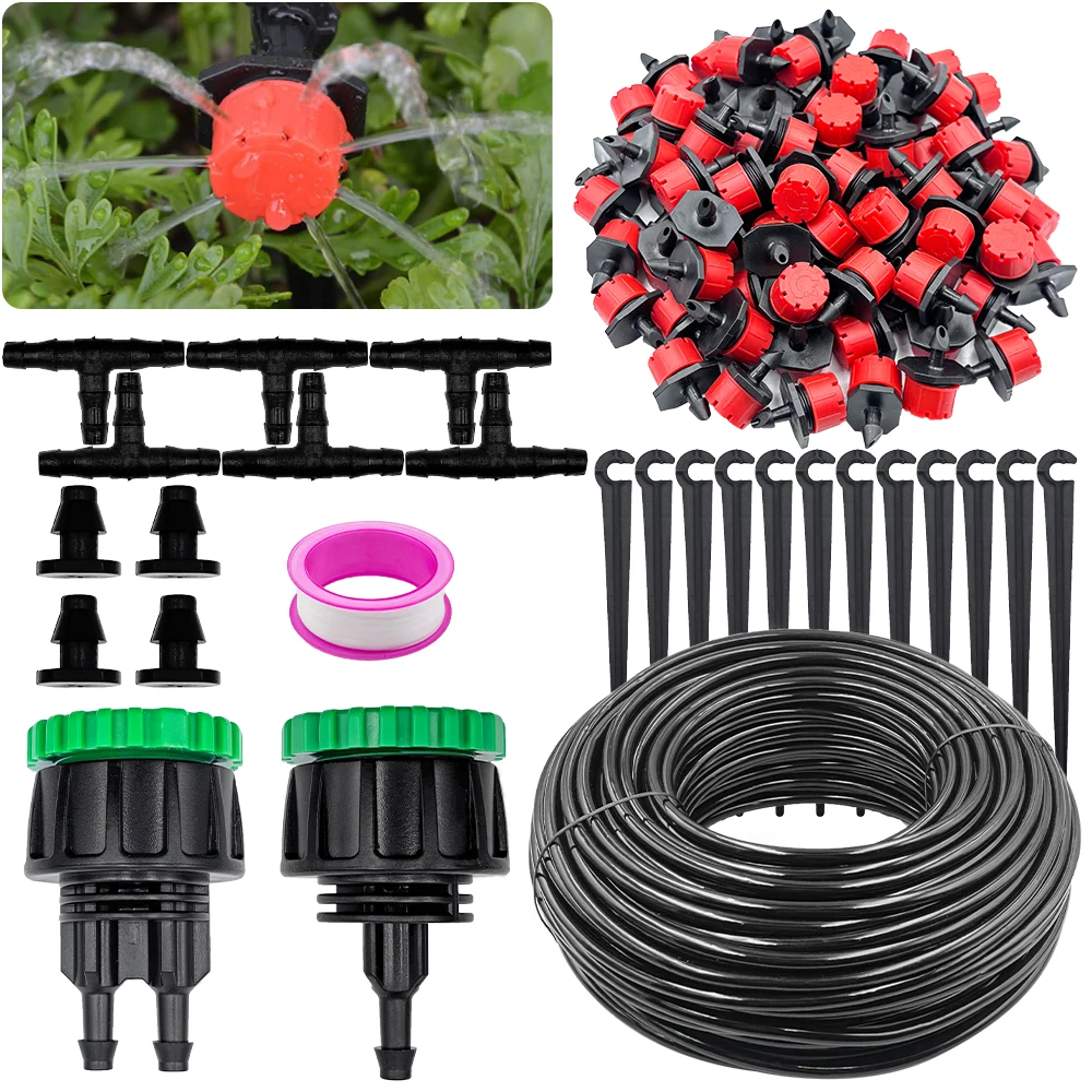 5-50M 1/ 4'' Nozzles for Bonsai Pot Plant Lawn Flower Vegetable Greenhouse Garden Drip Irrigation Automatic Watering System Kit