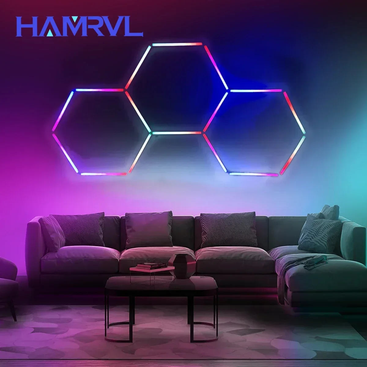 Hexagon Garage LED Light Christmas RGB Decor Effect Details Lighting Remote Control for Ceiling Room Gaming Wall Gym Club Store