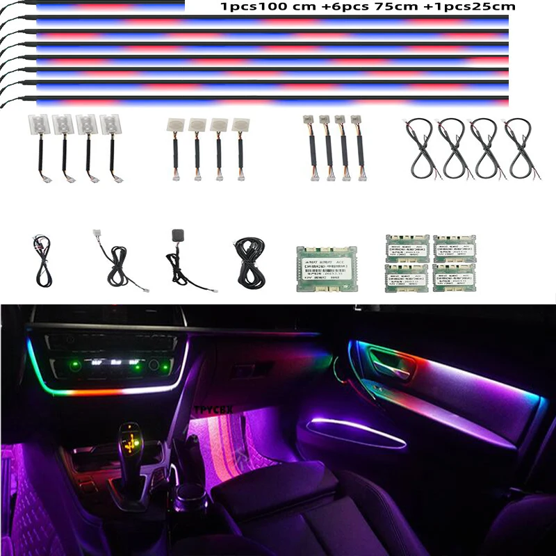 

14 in 1 18 in 1 64 Color RGB Symphony Car Atmosphere Interior LED Acrylic Guide Fiber Optic Universal Decoration Ambient Lights