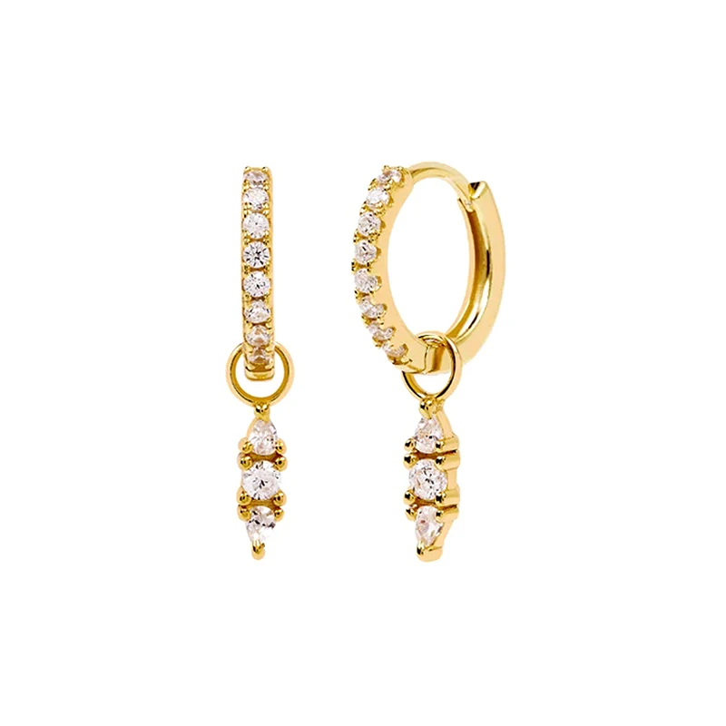 925 Sterling Silver Ear Needle Crystal Zircon Tassel Pendant Hoop Earrings Retro Small Fragrance Style High Jewelry Women Gifts
