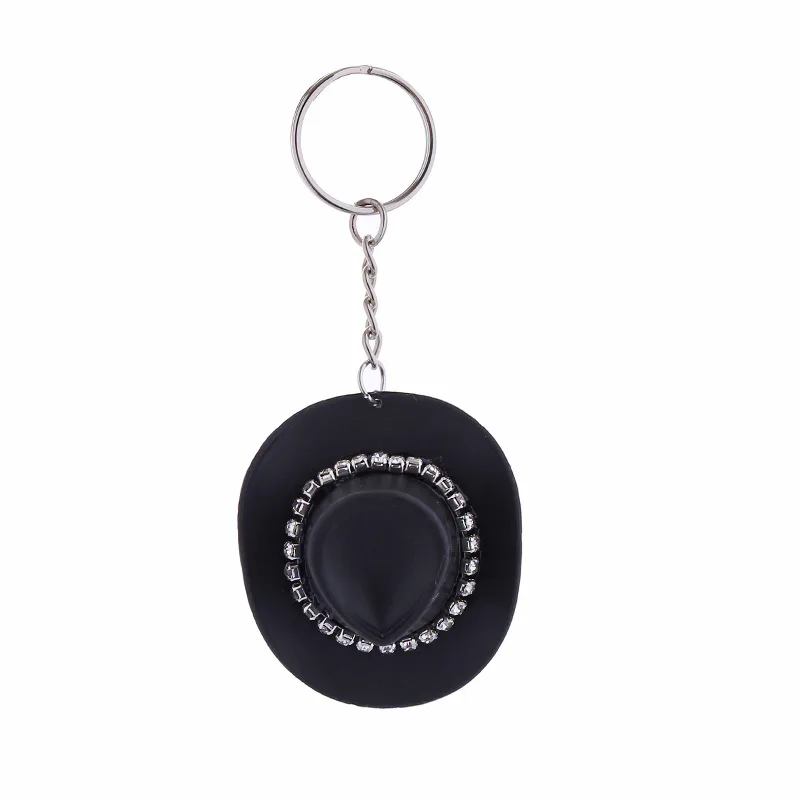 Pink Mini Western Cowboy Hat Keychain For Kids Adult Rhinestone Multicolour Cowgirl Hat Keyring Birthday Bachelorette Party Gift