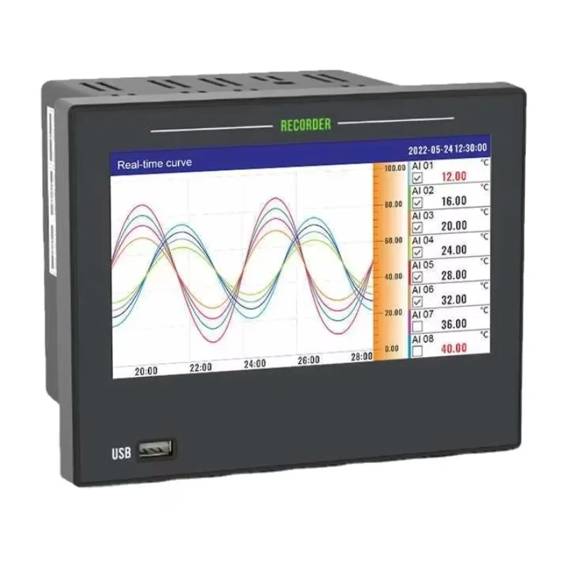 

16-Channel Paperless Data Logger Touch Screen HMI 4-20mA Input RS485 Ethernet Communication USB-OEM/ODM Customizable Plastic