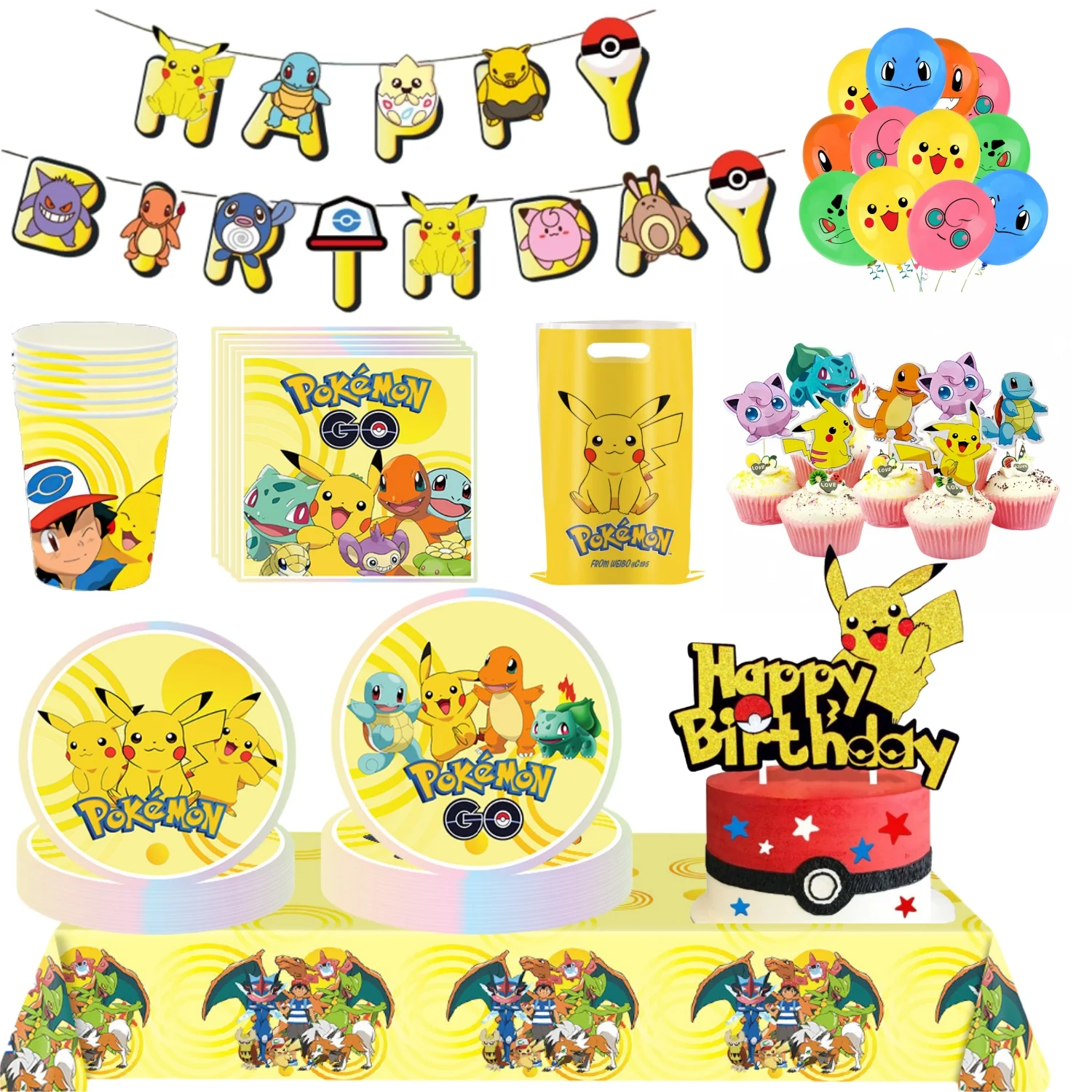 

Pokemon Party Decorations Set Pokemon Birthday Treat Birthday Pokemon Plate Tablecloth Cup Baby Shower Party Favors kids Pokemon