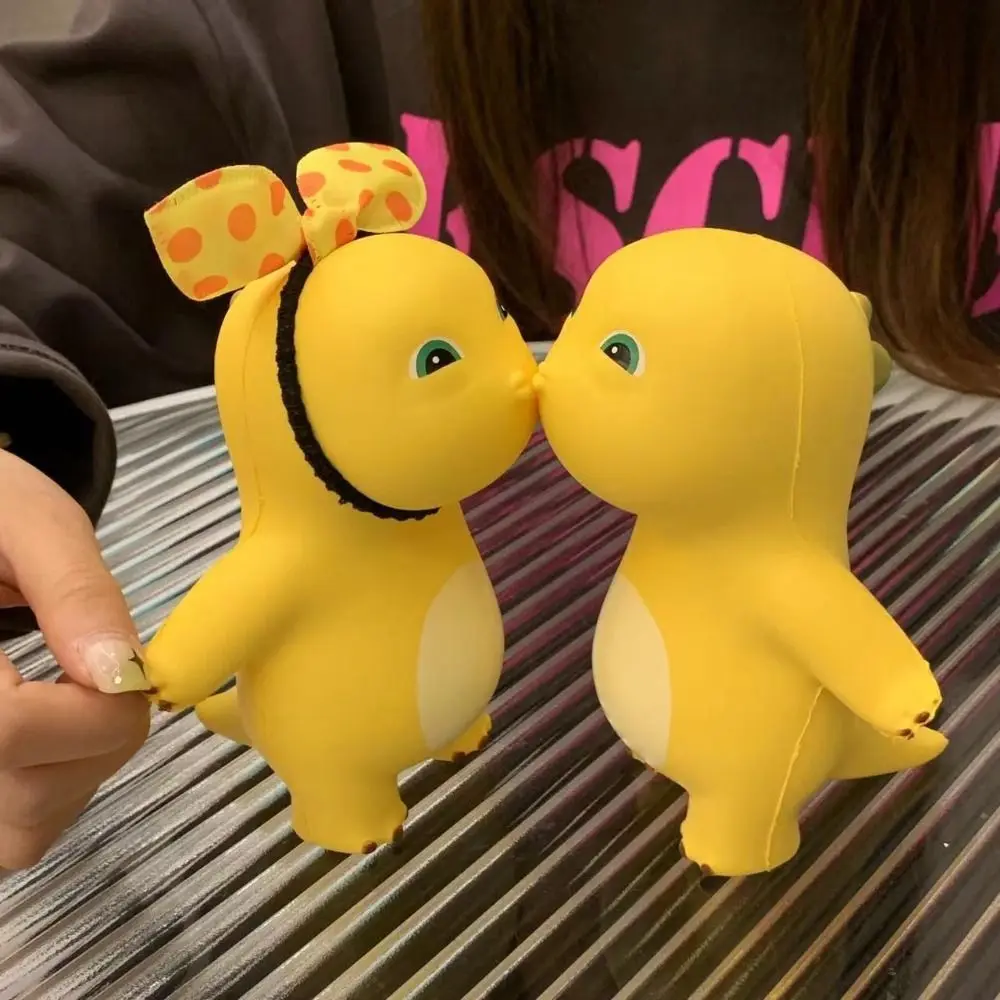 Kiss Kiss Milk Dinosaur figure Cute Yellow Nailong Squeeze Toys kawaii Model Doll Statue anime Collection Ornaments Toy Gift