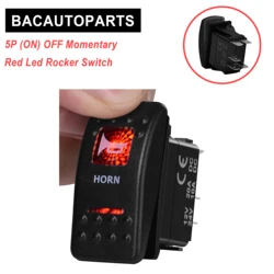 Horn Rocker Switch 12V Red Led SPST 5Pin Momentary (ON) OFF For Car Marine Boat NARVA Carling ARB Style Camper Auto Parts IP68