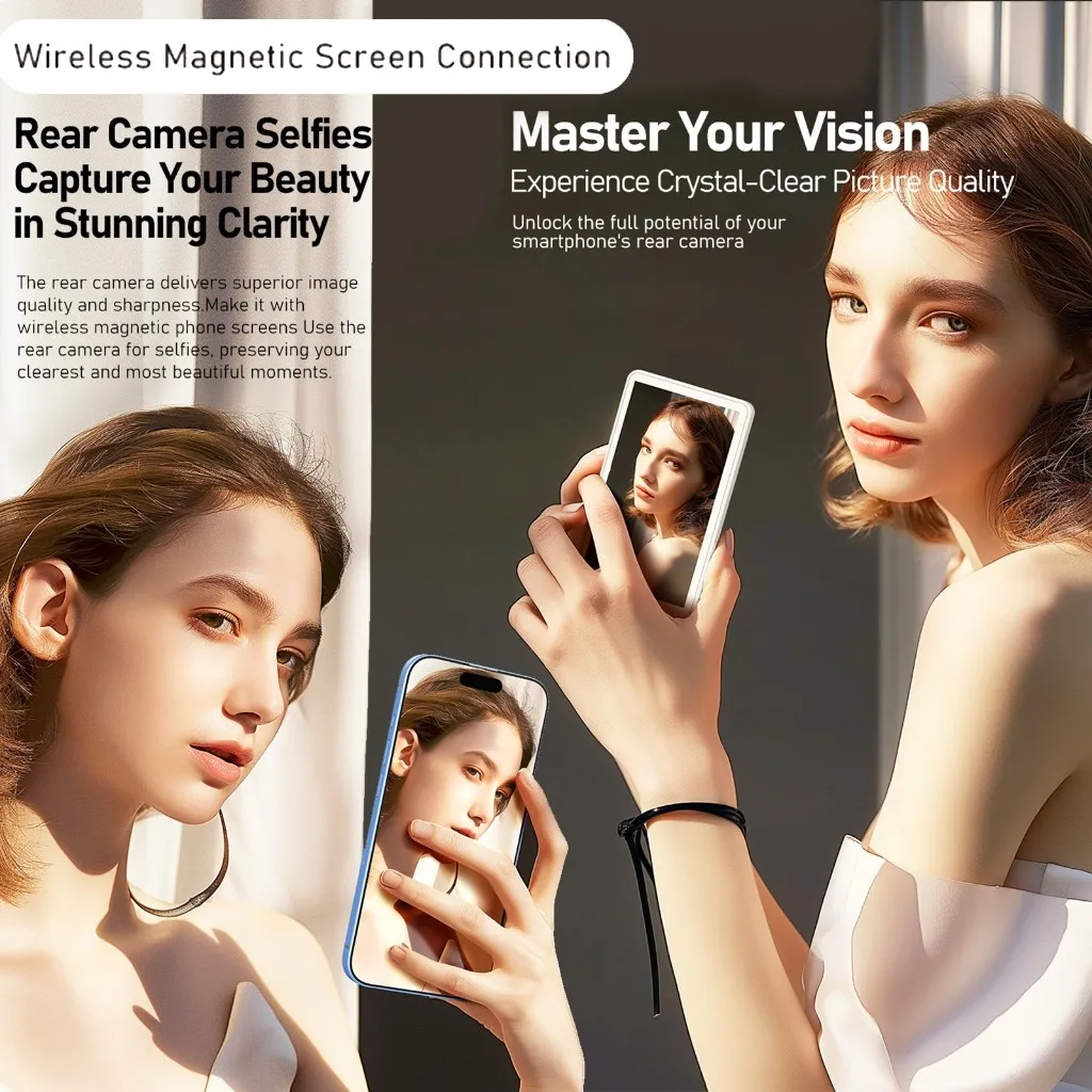 شاشة مراقبة سيلفي للهاتف الخلفي المغناطيسي مقاس 4 بوصة بقدرة 1800 مللي أمبير في الساعة 4K لهاتف Selfie ومدون التصوير الفوتوغرافي VLOG
