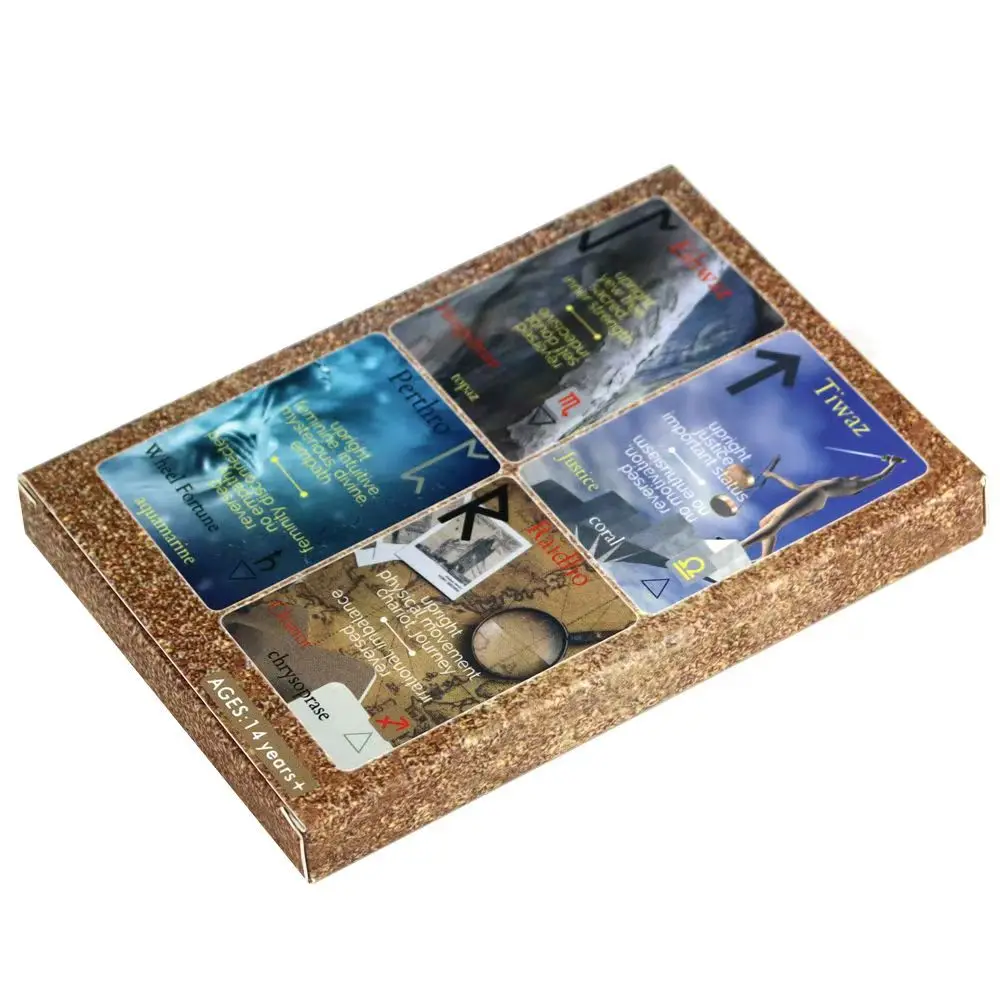 25 Pcs 룬 카드 고대 지혜 룬 데크 10.4*7.3cm 직립 및 반전 의미