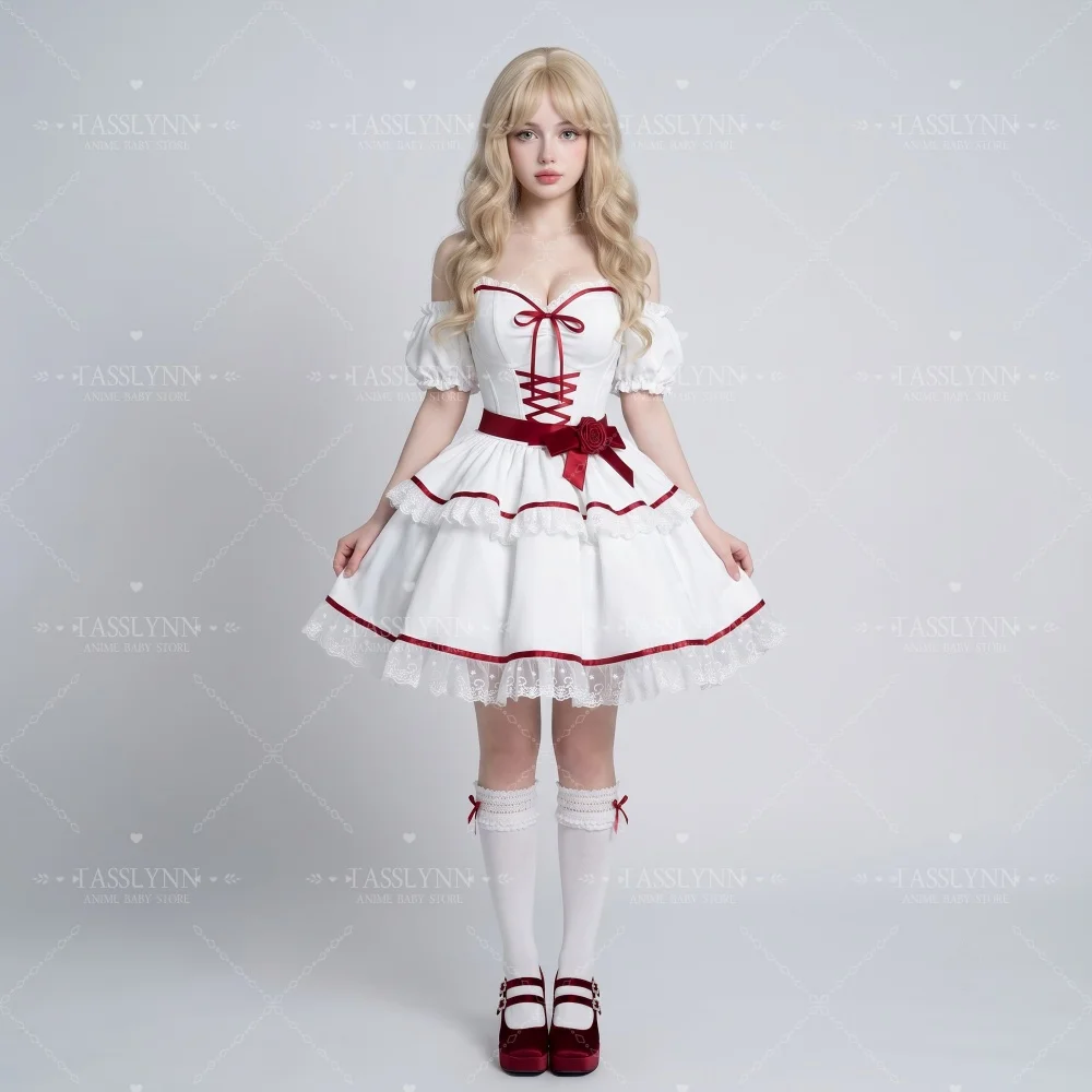 Women Bloody Zombie Nurse Costume Full Set, Blood Splatter Ruffle Dress for Halloween Horror Party Cosplay