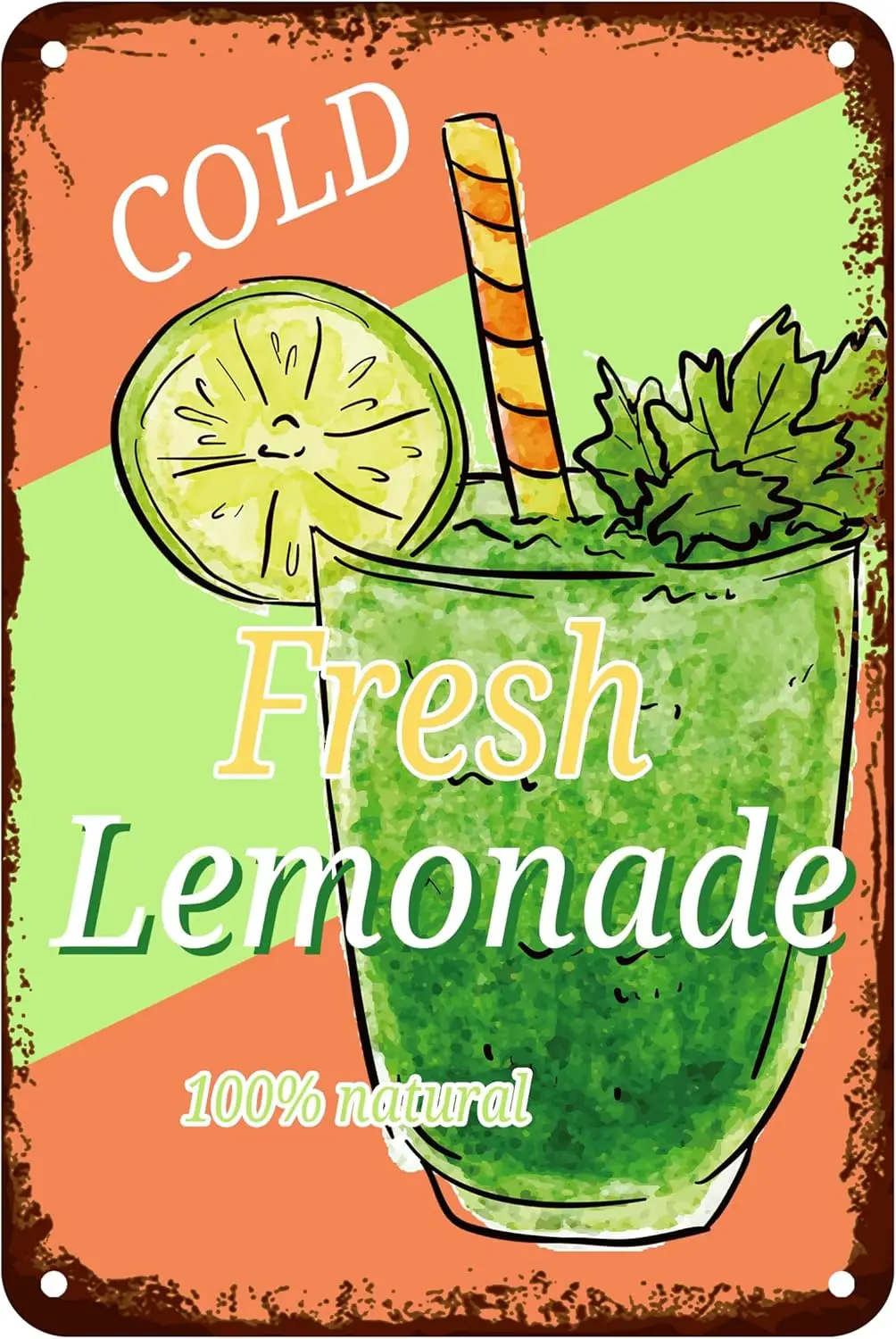 Vintage Retro Metal Tin Sign Fresh Lemonade Kitchen Restaurant Cafe Home Garage Bar Club Hotel Wall Decor Summer Decor 20.32 X 3