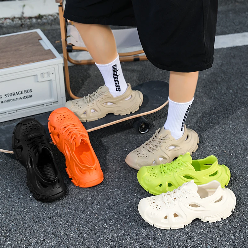 Men Beach Clogs 2024 Summer Soften Garden Clogs For Women Plain Sandals Comfortable Casual Lace Shoes Unisex