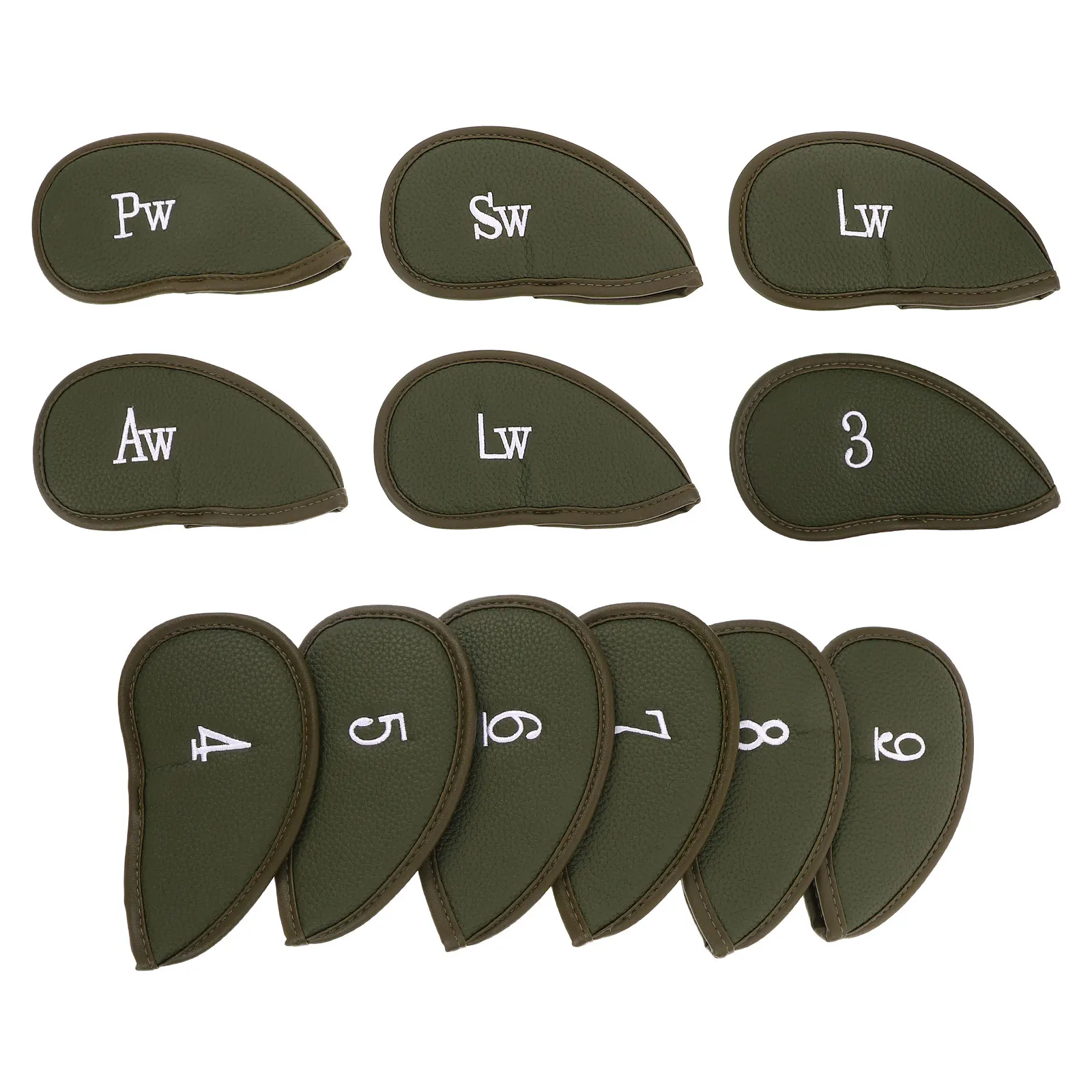

12 Pcs Golf Club Head Covers Protective Cases Fake Sleeves Durable PU Material Golf Iron Protectors Reusable