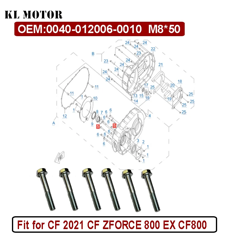 

6pcs BOLT M8×50 Pack of 6 for CF OEM - 0040-012006-0010