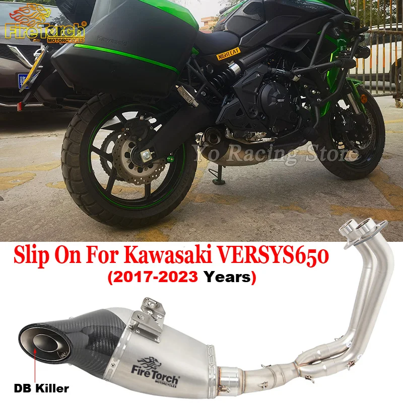 For Kawasaki VERSYS650 VERSY 650 2017 - 2023 Full System Motorcycle Exhaust Escape Muffler Motocross Front Link Pipe DB Killer