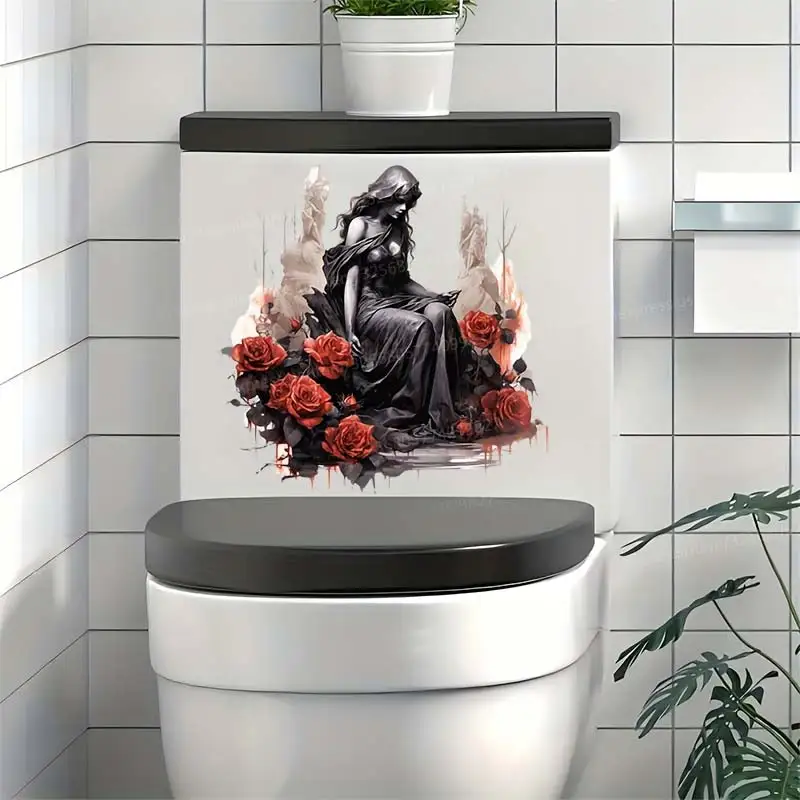 

Halloween Spooky Witch Toilet Lid Decal Waterproof WC Door Sticker Removable Self-adhesive Decor Household Stickers S127