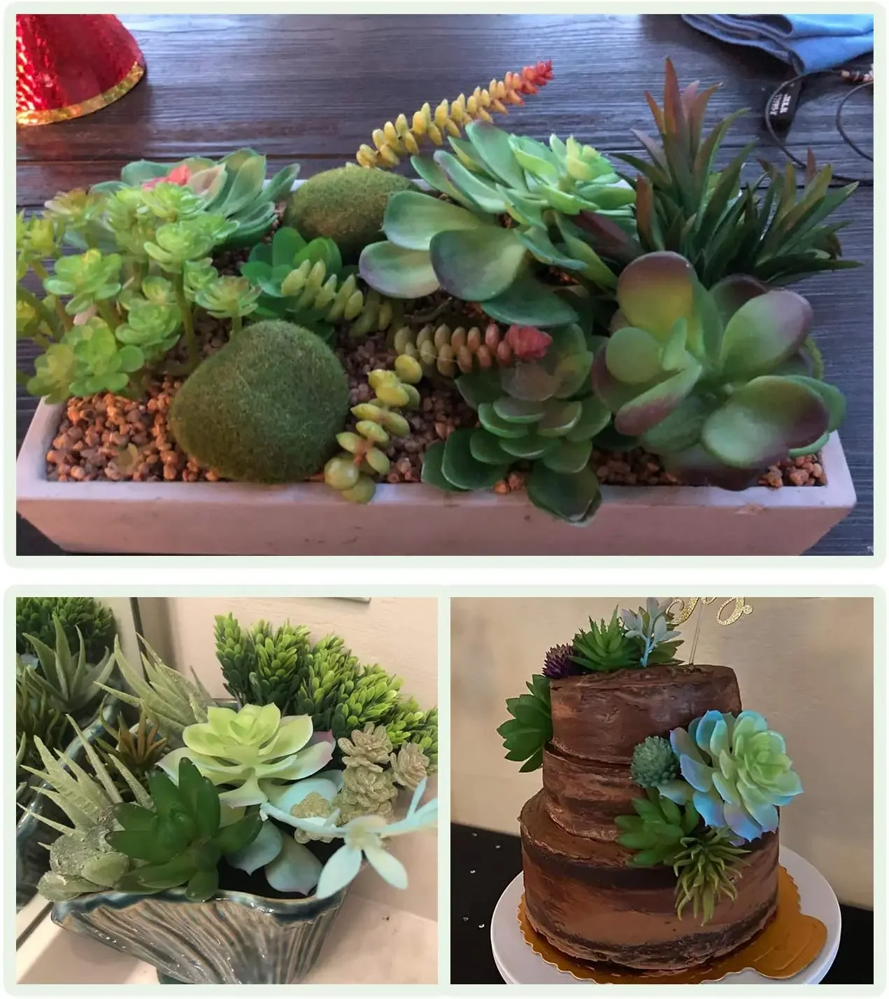 Artificial Succulent Plants, Fake Decorations Fake Succulents, Large Quantity and Long Length Succulent Pack of 17
