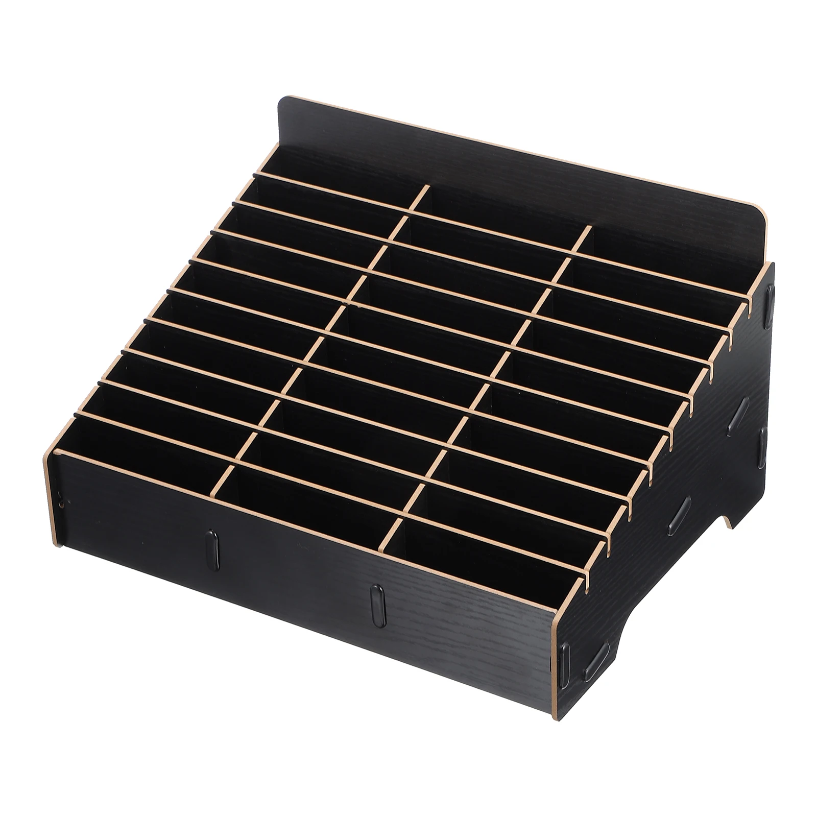 

1pc Multi-Grid Wooden Phone Storage Box Repair Shop Display Rack Home Supply Organizer Holder Classroom Meeting Room Use Black