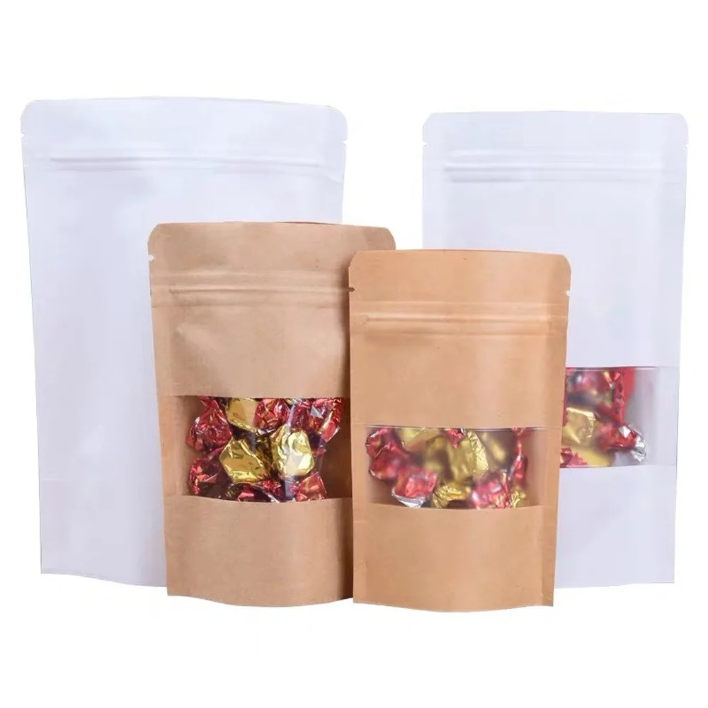 

Wholesale kraft paper, self standing bags, environmentally friendly food, self sealing bags, flower tea, candy, compact bags