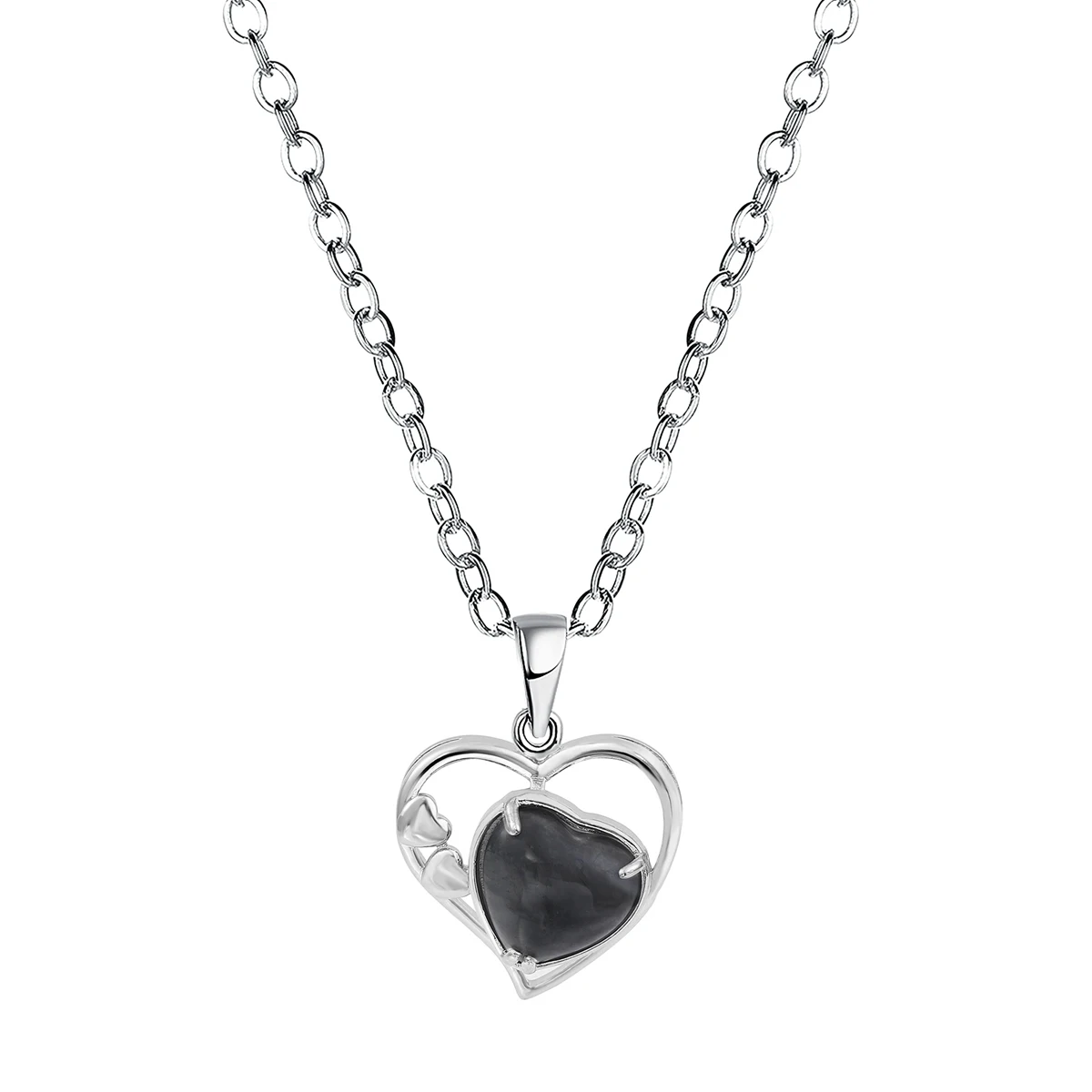 JOYA GIFT Black Obsidian Love Heart Birthstone Necklaces for Women Forever Crystal Pendant  Jewelry Valentine's Day