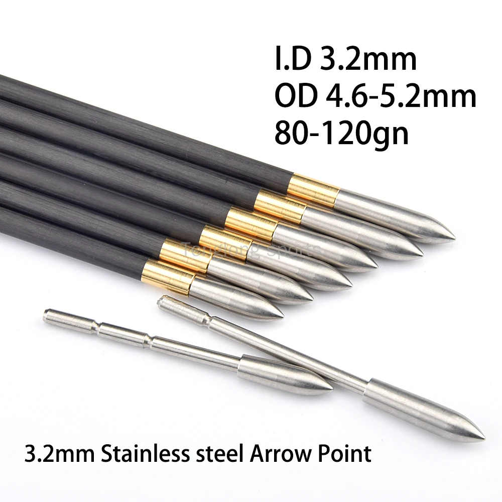 

12pcs I.d 3.2mm Stainless Steel Bullet Point for I.d 3.2mm Carbon Shaft
