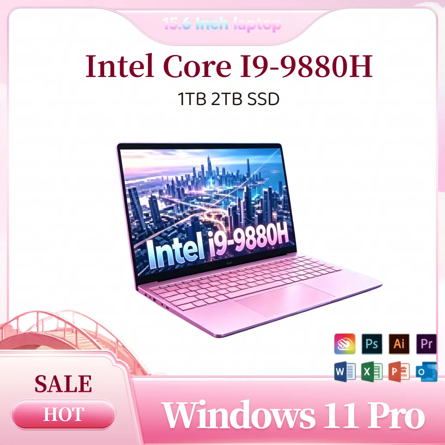 2026 New Upgrade 15.6 Inch Lightweight Business Laptop Intel I9-9880H Chip 2TB Fast SSD Ultra Slim Notebook For Business Journey