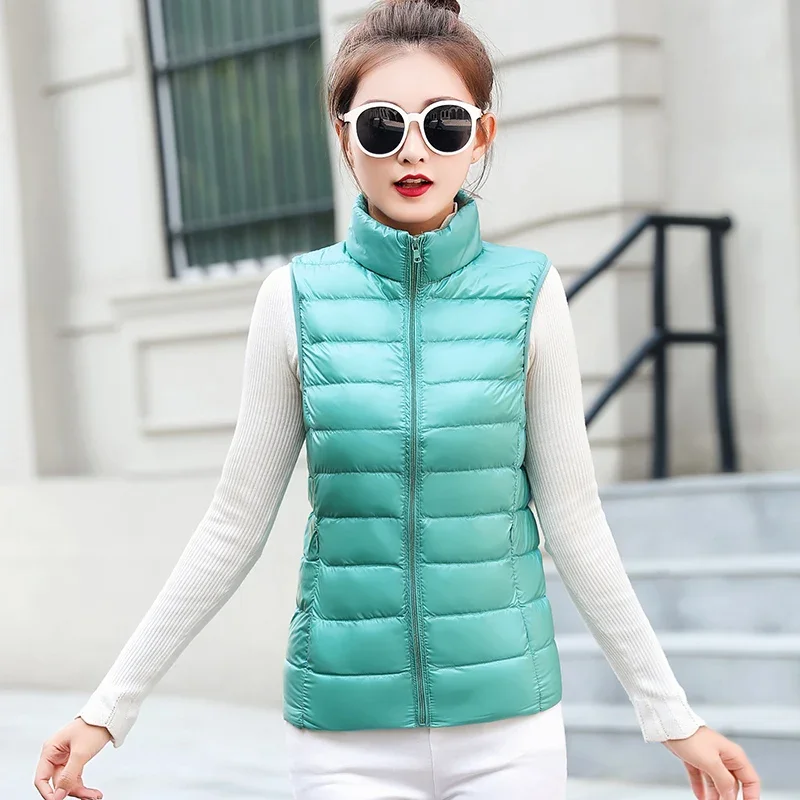 Women Vests 2024 New Winter Ultra Light White Duck Down Vest Female Slim Sleeveless Jacket Women's Windproof Warm Waistcoat