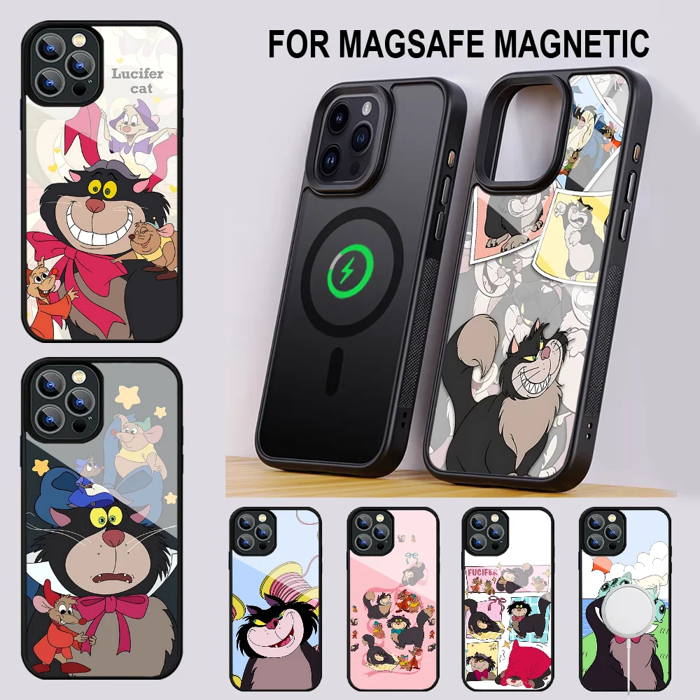 D-disney Cinderella Lucifer Phone Case For IPhone 16 15 14 13 Pro Max 11 12 Mini Alex Mirror For Magsafe Wireless Charging Cover