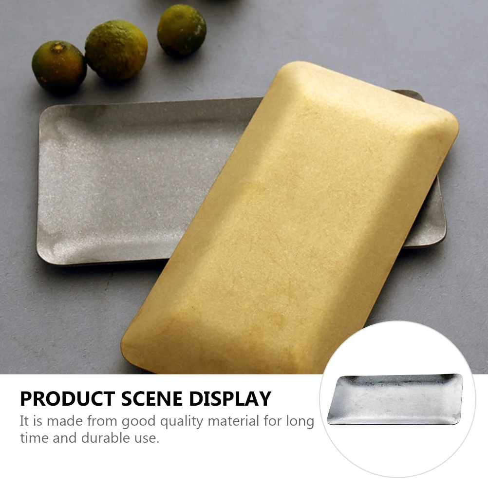 

Retro Small Plate Metal Tray for Jewelry Storage Dessert Towel H kerchief Dish Home Hotel Party Use Easy Clean Durability