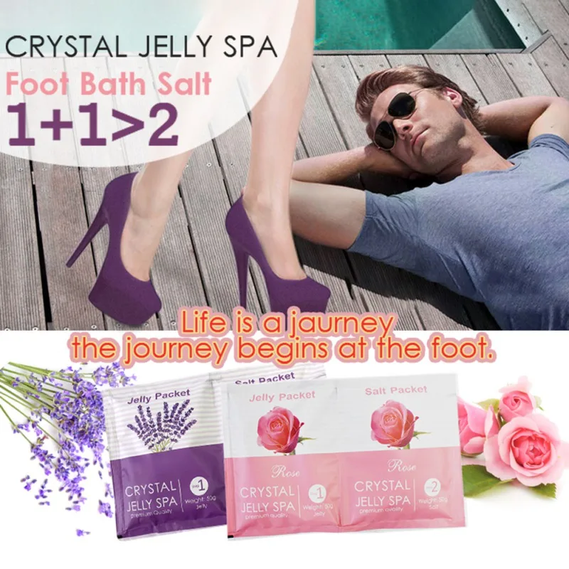 50g+50g Foot Soak Bath Salt Jelly Refresh Scents Sleep Soothes Sore Remove Deadskin Softens Calluses Eliminate Fatigue Health