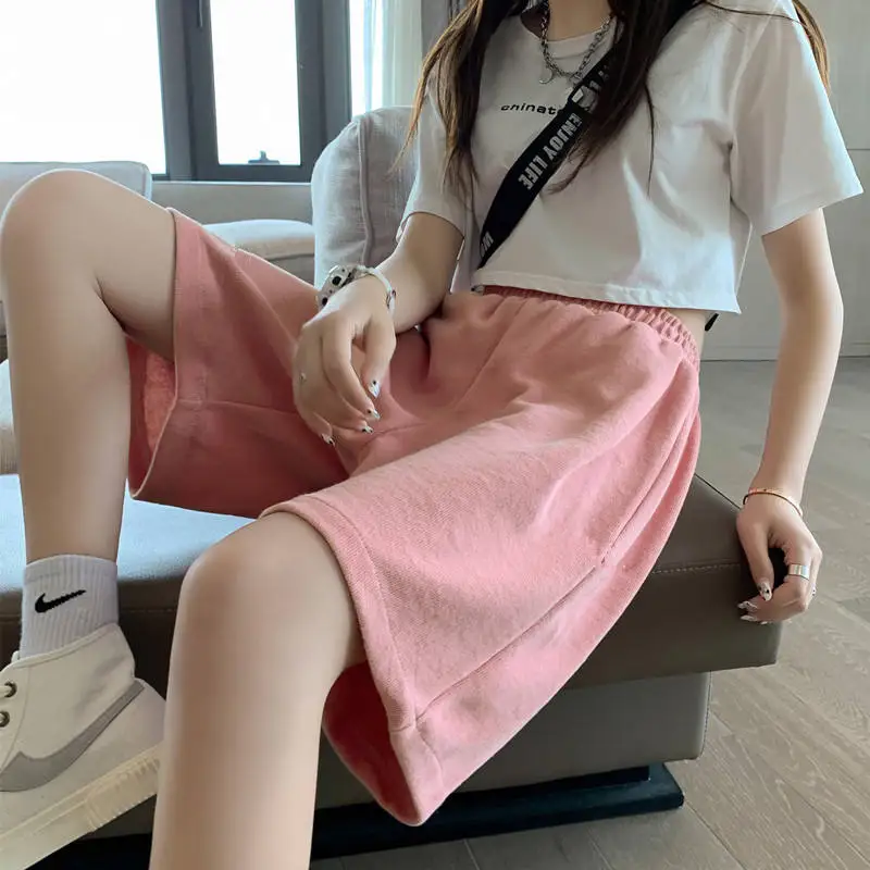 High Waist Wide Leg Sports Shorts Women's Summer Outdoor Wear Middle School Students Five-Quarter Trendy Casual Pants