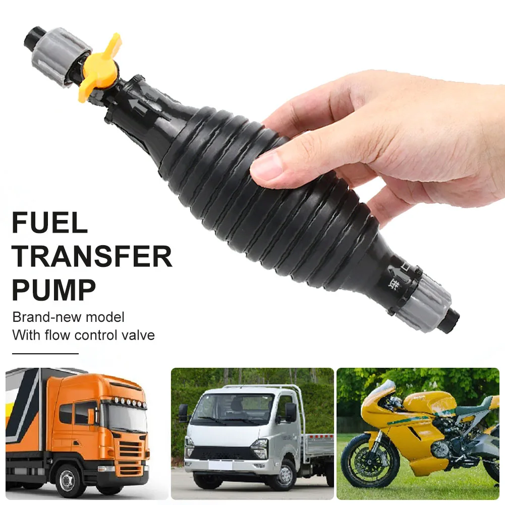 

Fuel Transfer Pump with Flow Switch Valve Manual Siphon Pump with 1m 18mm Hose Universal Oil Pump Liquid Sucker Extraction Pump