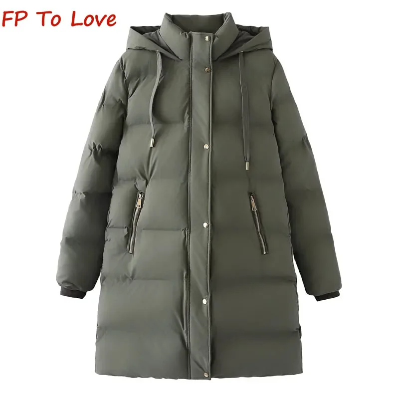 Zip Jacket Long Cotton Clothes Hooded Section Warm Bread Clothes Winter Casual Cotton Jacket 3046206 706