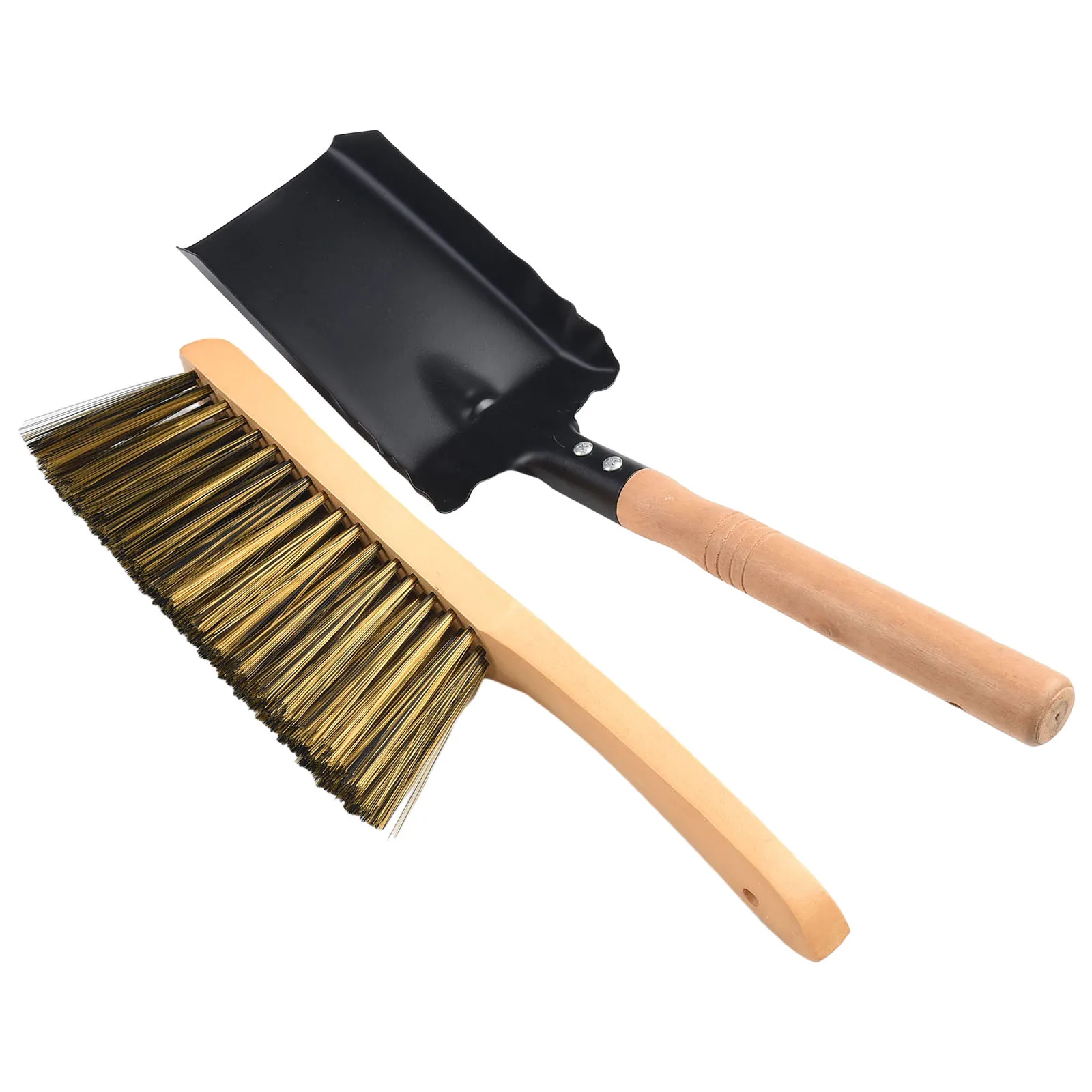 Pelle à manche en bois, brosse à manche en bois, kit de livres de cheminée efficace avec pelle en bois et brosse à poêle, ensemble de pelle agaçante