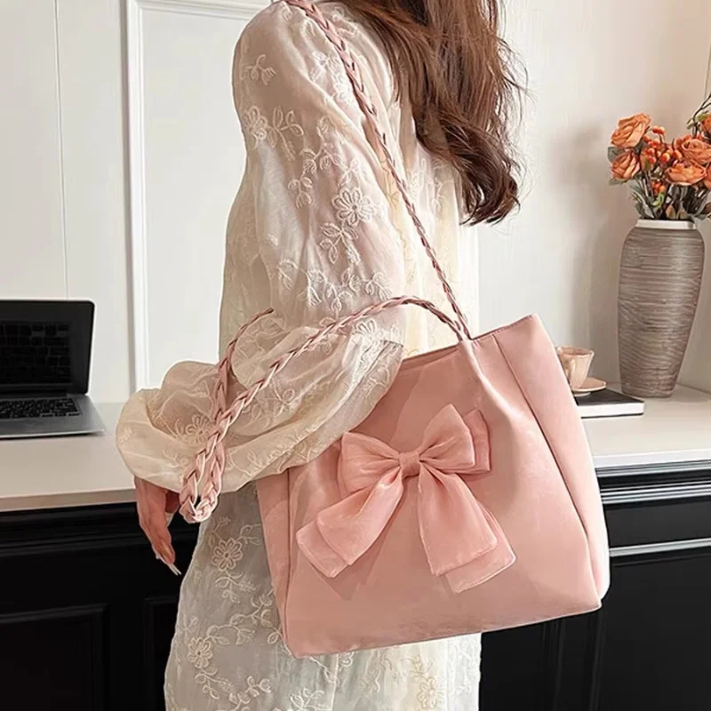 أزياء المرأة حقيبة كروسبودي حقائب الصيف الوردي Bowknot الإناث تحت الإبط حقائب الفتاة الحلوة بسيطة ساحة الكتف رسول با