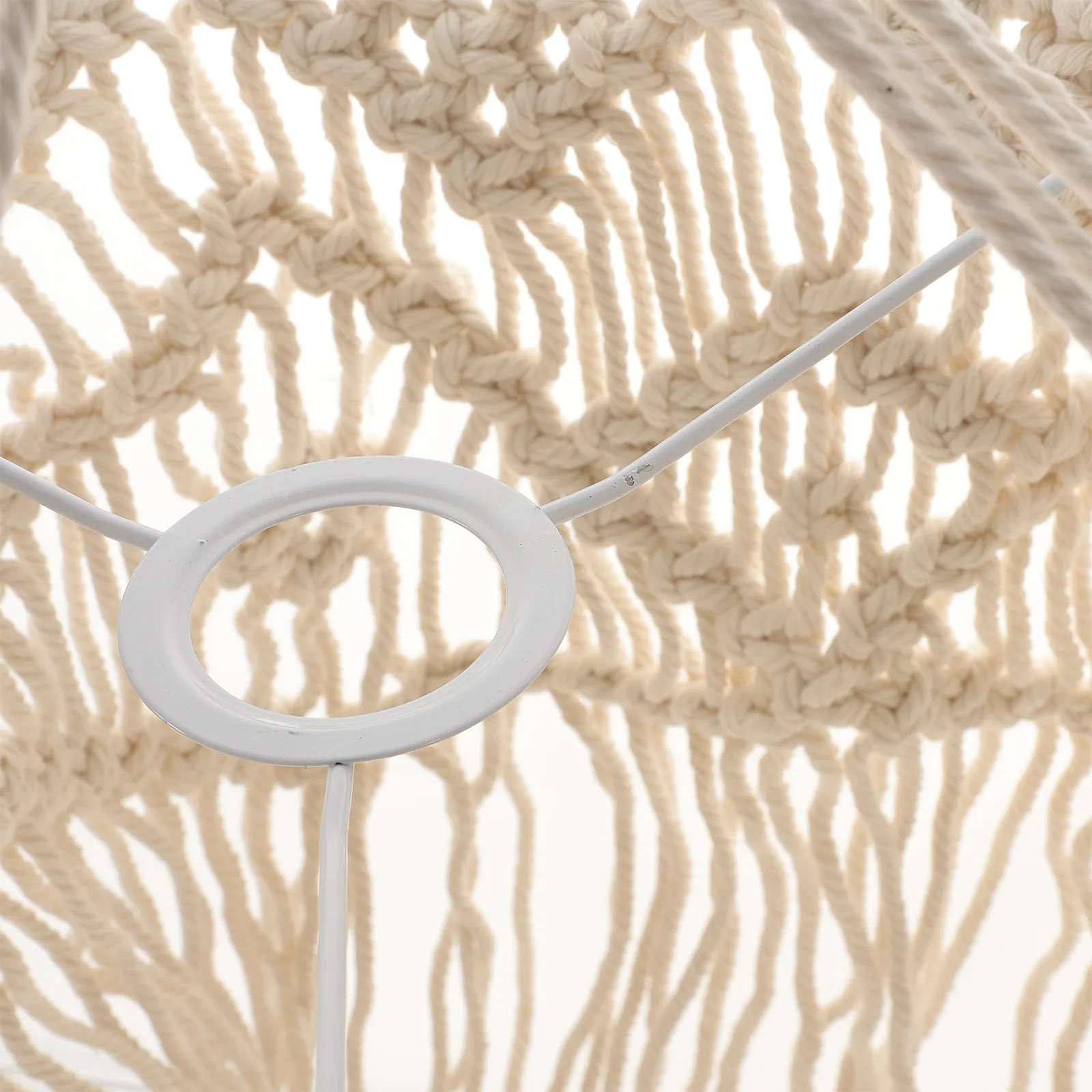 Macrame Bohemian Pendant Lamp Shade Handwoven Woven Tassel Ceiling Light Cover Decorative Home Lampshade for Bedroom Living Room