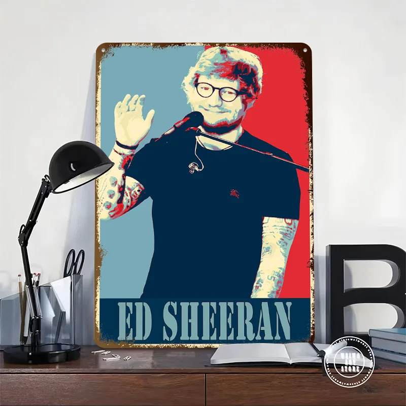 Ed Sheeran Hope 3D Texture Printed Poster Custom Vintage Metal Tin Plate Sign for Wall Art Interior Decoration Living Room House